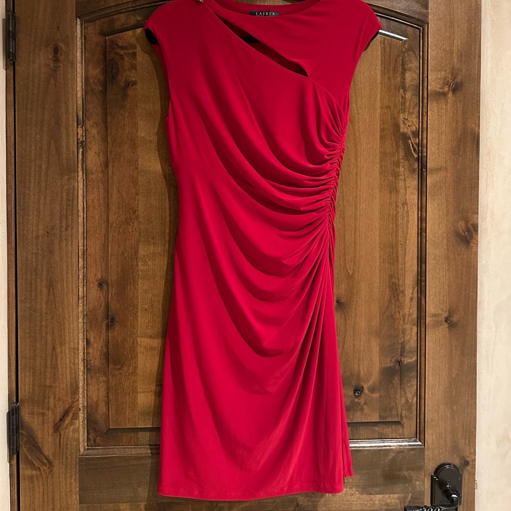 Red dress by LAUREN Ralph Lauren.